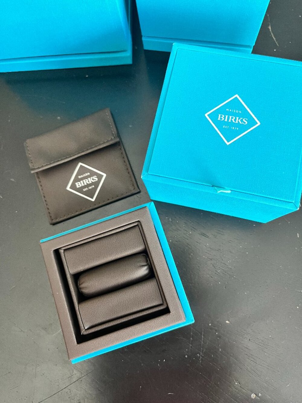 Set of 4 Maison Birks Jewelry and Storage Gift Boxes for Rings & Earrings